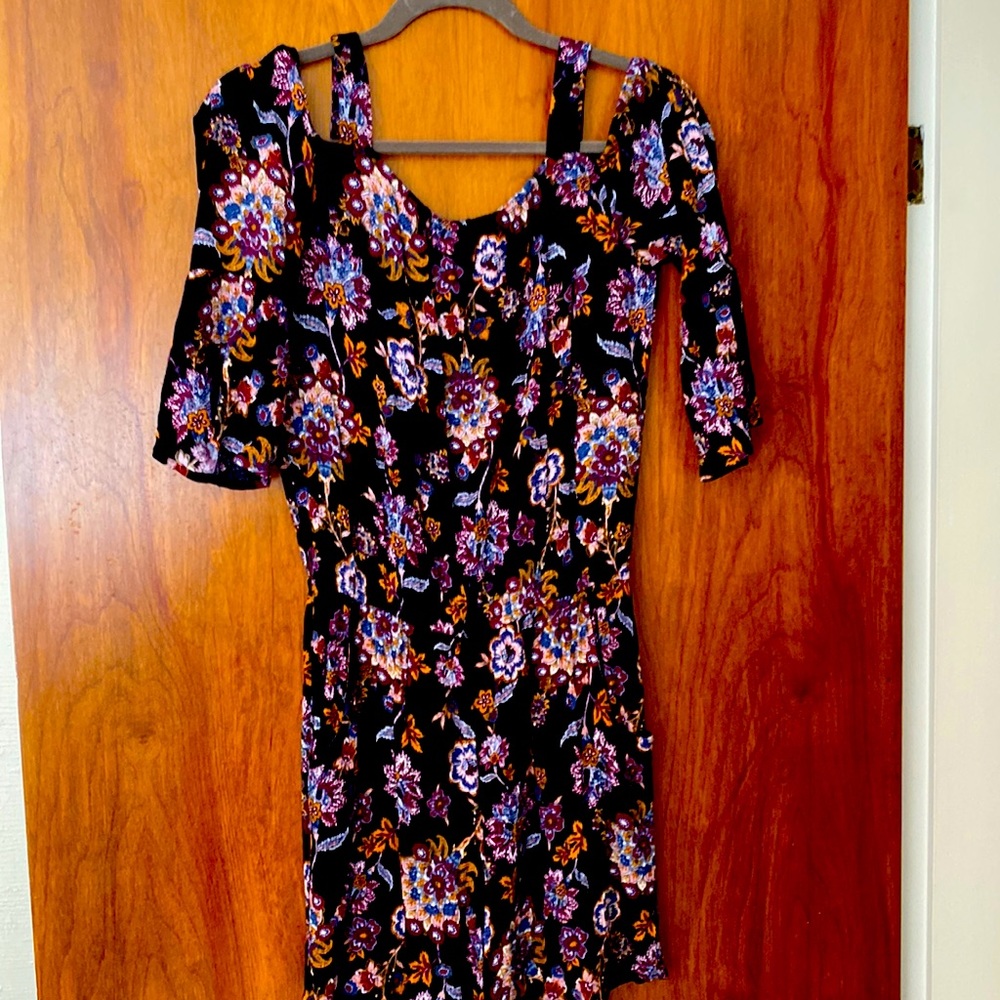 Floral cold shoulder romper